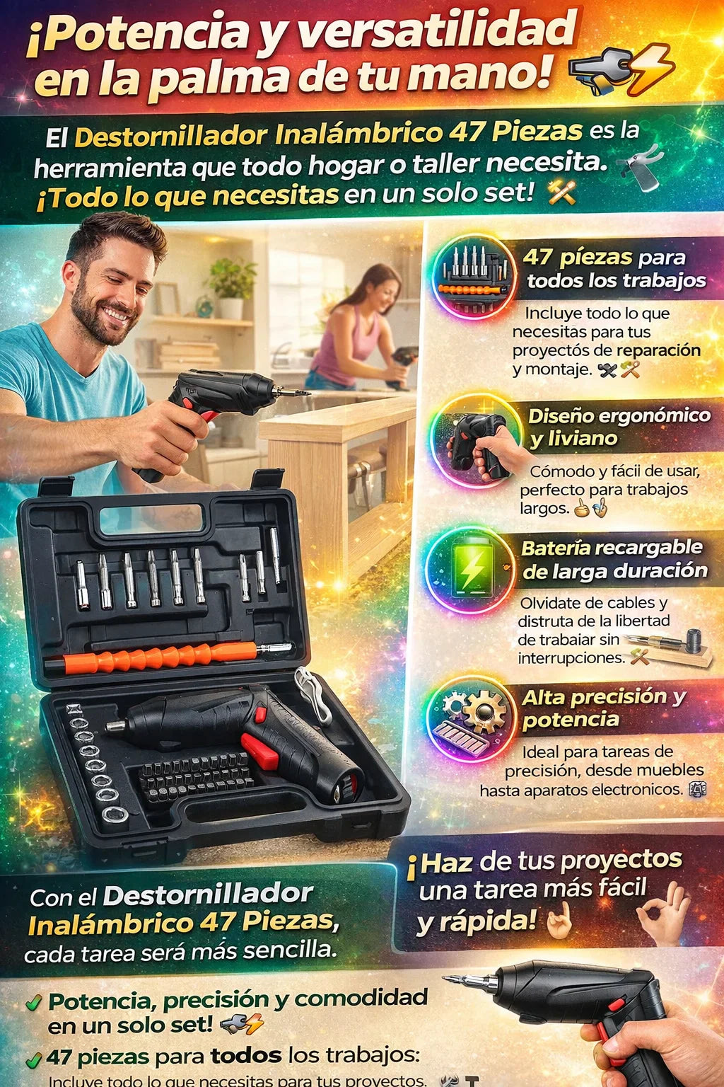 Destornillador Inalámbrico 47 Pzs