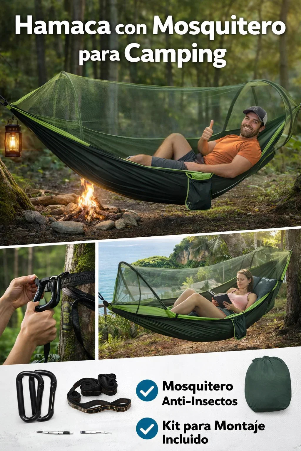 Hamaca Con Mosquitero Para Camping